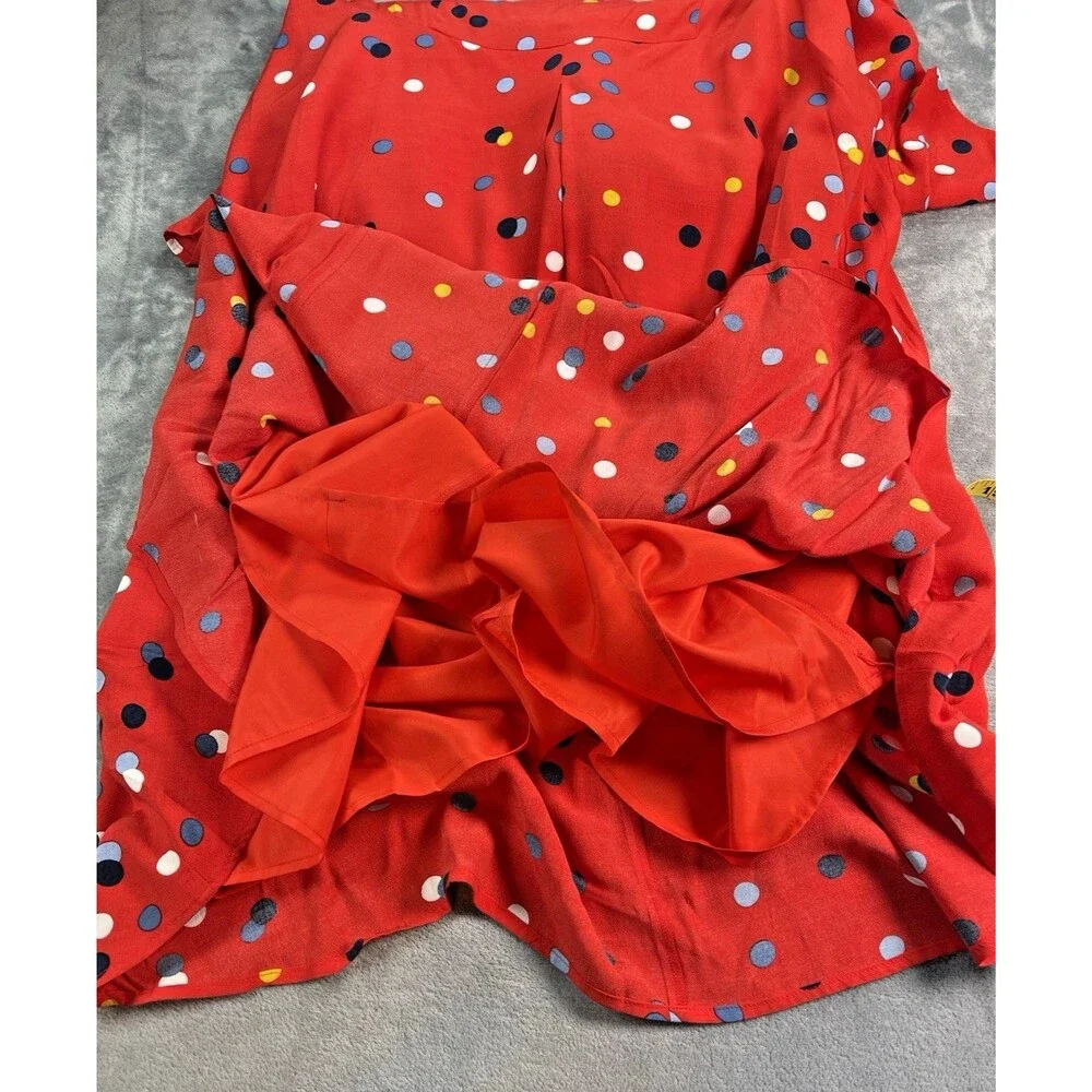 Boden NEW fit & flare round neck red colored dot lined dress sz 12L city classic - Picture 5 of 10
